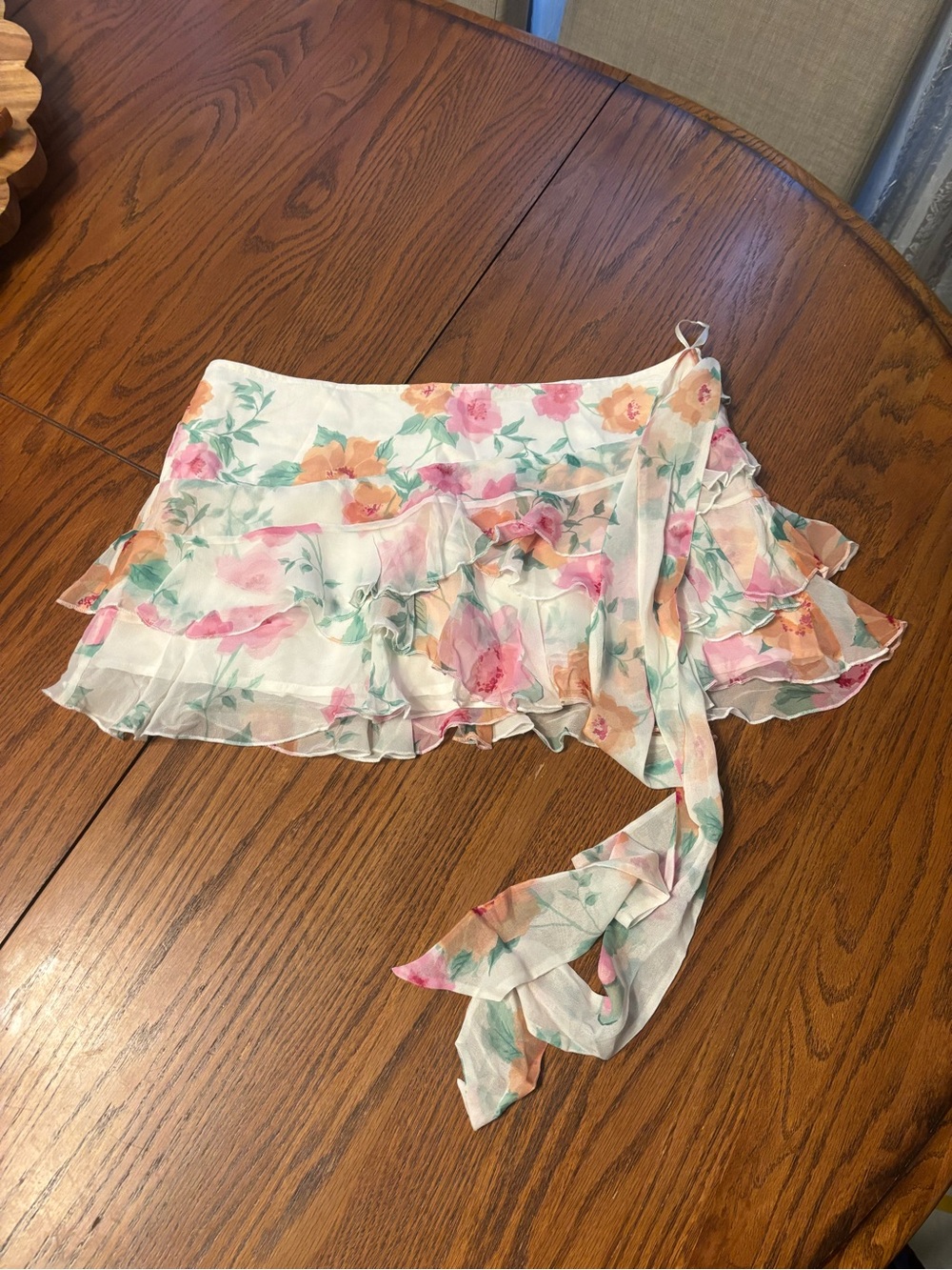VTG Y2K Abercrombie & Fitch 100% silk floral micro mini skirt fairycore size 4